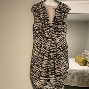 Express Zebra Print Mini Dress in Black and Cream